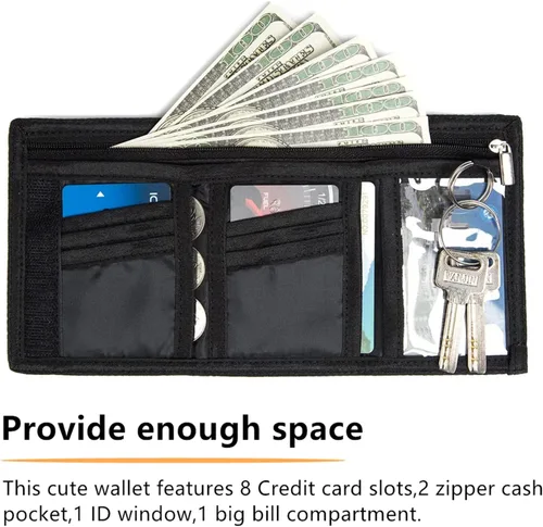 Vista 4 de Billetera para niños y niñas, cartera para niños pequeños, billetera de lona triple para exteriores, para niños y niños, cartera novedosa