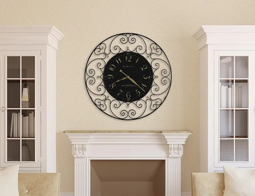 Vista 3 de Howard Miller Joline - Reloj de pared – Elegante reloj analógico decorativo de gran tamaño con acabado de hierro negro, movimiento de cuarzo