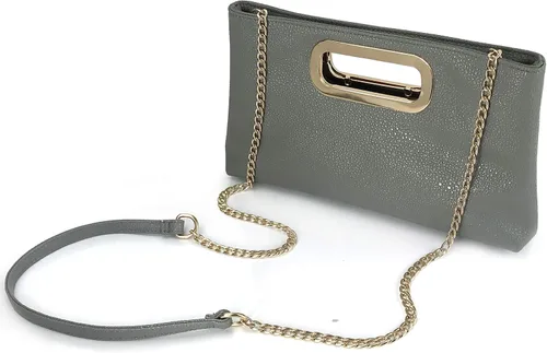 Vista 2 de Bolso de mano de piel de charol brillante para mujer con asa de metal