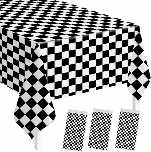 Vista 53 de SietDESEO - Paquete de 2 manteles a cuadros azul y blanco, 54 x 108 pulgadas, mantel premium desechable de plástico para picnic, diseño gingham