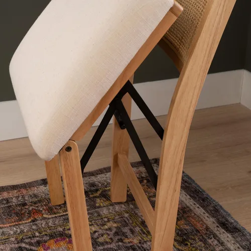 Vista 6 de Powell Kasi Silla Lateral de Comedor Plegable de Caña de Ratán Beige, Natural