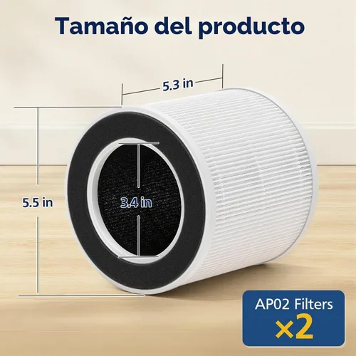 Vista 7 de Paquete de 2 filtros de repuesto AP02 para purificador de aire WESTHEY AP02