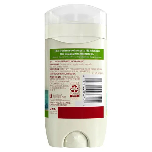 Vista 11 de Old Spice Desodorante sin aluminio para hombres, frescura de larga duración 24/7, protección contra el sudor y el olor 24/7, desodorante Fiji
