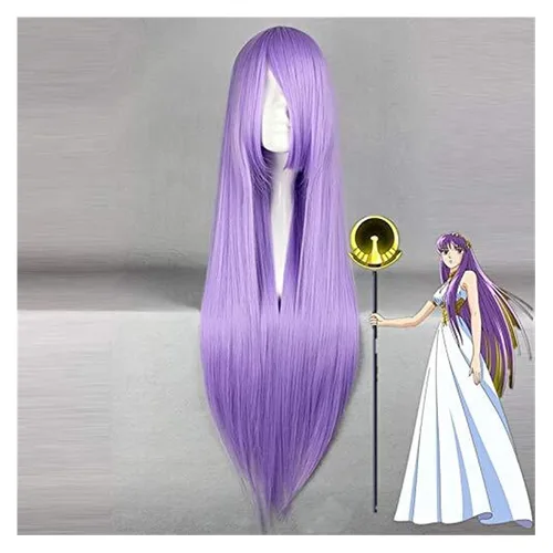 Vista 5 de LCNING Saint Seiya Cosplay Pelucas Saori Kido Cosplay Pelucas resistente al calor sintético anime Cosplay peluca Halloween Carnaval fiesta mujeres