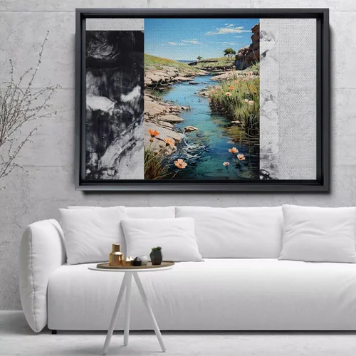Vista 2 de Vintage print print Landscape Wall Art Print, Nature Framed Large Gallery Art, Minimalist Art (with hanging kit)
