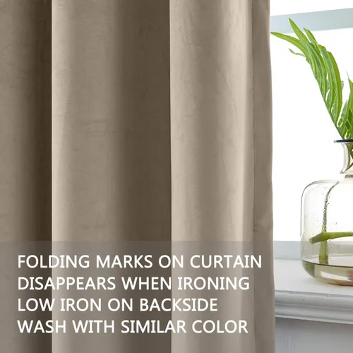 Vista 87 de cololeaf Panel de cortinas opacas de terciopelo con forro para cine en casa, cortina de ganchos planos para barra transversal o pista, 100 pulgadas