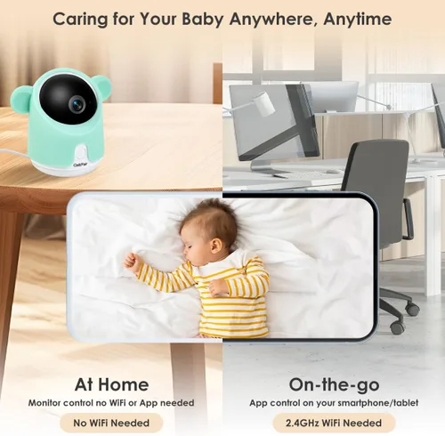 Vista 3 de Monitor de bebé con cámara y audio, 1080P Baby Camera Monitor WiFi Smartphone Control de aplicación Visión nocturna Cámaras web de conversación