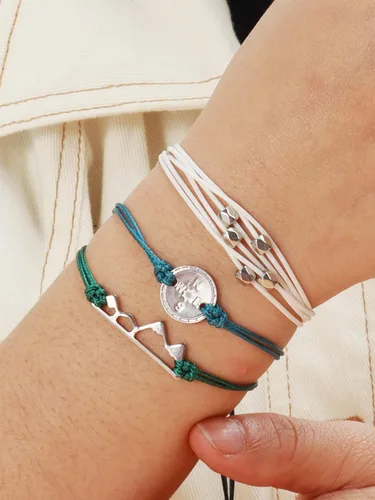 Vista 2 de Long tiantian Pulseras onduladas para adolescentes y niñas bonita cuerda trenzada bohemia pulsera para playa océano para mujer regalo de joyería
