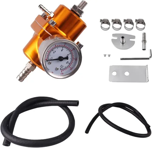 Vista 12 de BARTOO Kit universal de regulador de presión de combustible ajustable, regulador de combustible de aluminio, regulador de presión de inyección