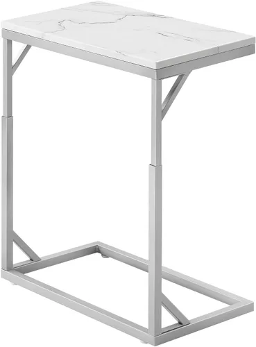 Vista 8 de Mesa auxiliar en forma de C, mesa de sofá pequeña con marco de metal, mesa auxiliar de altura ajustable para sofá, sala de estar, dormitorio, mesita