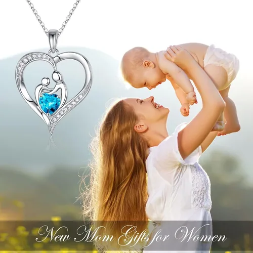 Vista 3 de Regalos para mamá e hija, collares de piedra de nacimiento, plata de ley 925, joyería para mujeres, regalos del día de la madre, regalos para mamá