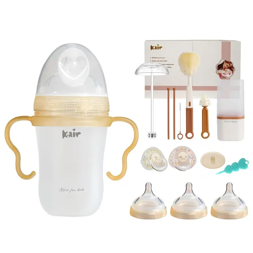 Vista 8 de Kair Silicone Anti-Colic Baby Bottle Set Slow Flow 8oz for 3-6M M Nipple