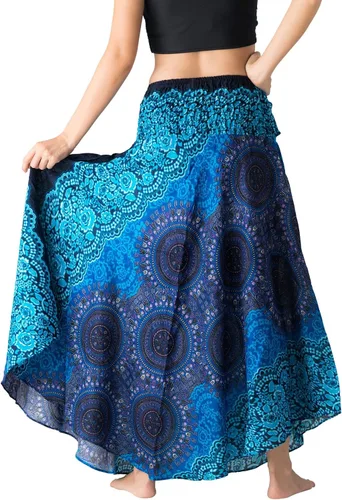 Vista 3 de B BANGKOK PANTS - Faldas largas para mujer, estampado floral bohemio