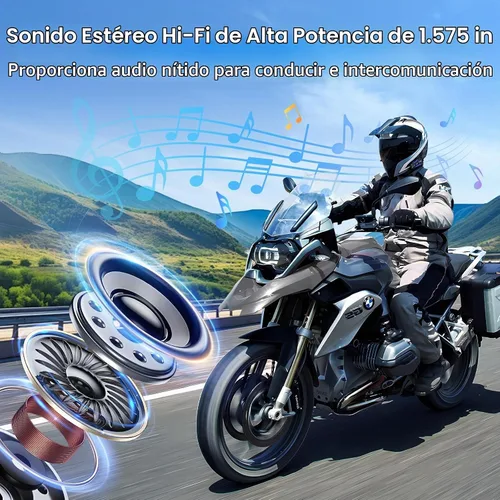 Vista 3 de Fodsports FX4 Pro - Casco de motocicleta, intercomunicador Bluetooth con control de voz AI, sistema de comunicación de auriculares de 4 vías, música