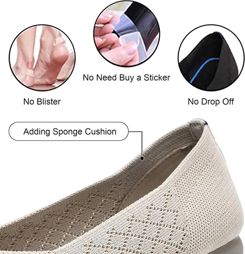 Vista 7 de Buyrew Zapatos planos de ballet con punta puntiaguda para mujer, zapatos de vestir de punto, cuña baja, soporte de arco, caminar, oficina, negocios