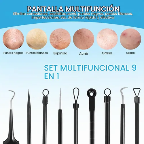 Vista 5 de Herramientas Removedoras de Puntos Negros Kit de Herramientas para Reventar Espinillas, Extractor de Comedones Kit de Eliminación de Acné