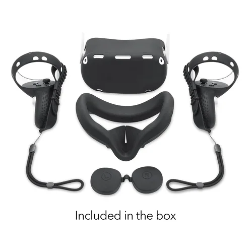 Vista 4 de Wasserstein Bundle - Silicone Skin Set VR Headset Carrying Case Head Strap and Face Cover Bundle Compatible with Oculus Quest 2
