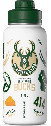 Vista 13 de Hydrapeak Botella de agua aislada de 32 onzas con licencia oficial de la NBA Boston Celtics, celebrando la ciudad de Boston, tapa de popote y asa