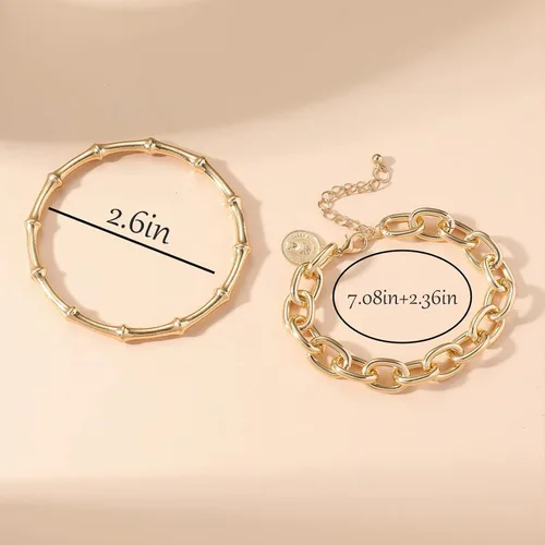 Vista 90 de Long tiantian Pulsera de oro gruesa para mujer, pulseras de oro delicadas, pulseras para mujer, pulseras apilables de eslabones de cadena