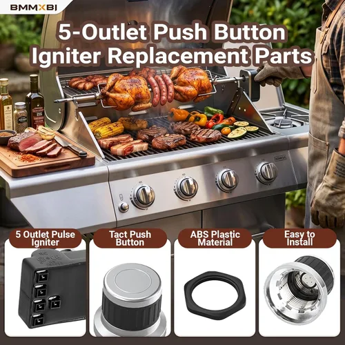 Vista 3 de Piezas de repuesto para encendedor de parrilla de 5 salidas para Home Depot Nexgrill 720-0830 720-0830H 720-0888N, kit de repuesto de encendedor
