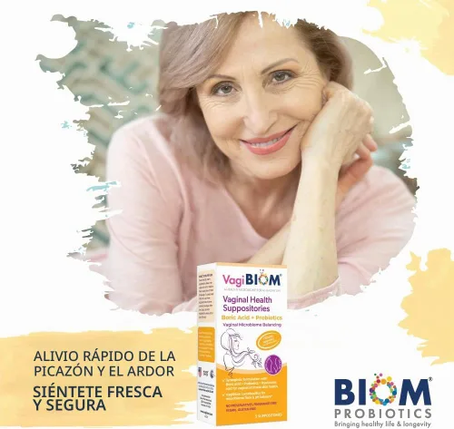 Vista 6 de VagiBiom Supositorios de Ácido Bórico con Lactobacillus: Equilibrio de la Flora del Microbioma; Equilibra y Nutre la Flora Saludable; Sin Parabenos