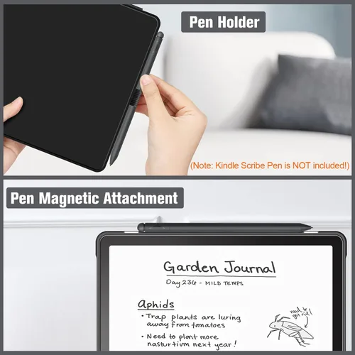 Vista 7 de Fintie Funda híbrida para Kindle Scribe (versión 2024/2022) – Funda delgada a prueba de golpes, carcasa trasera transparente con soporte para lápiz