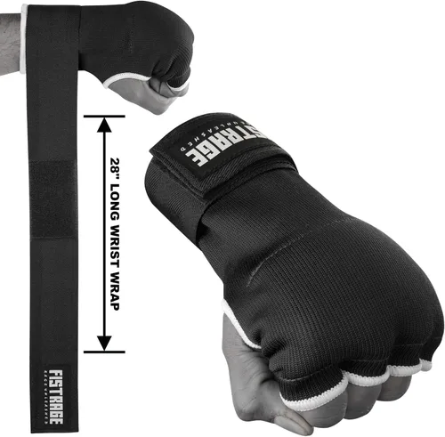 Vista 2 de FISTRAGE Guantes interiores de boxeo para puñetazos, vendajes acolchados elásticos debajo de las manoplas, soporte de muñeca largo y rápido