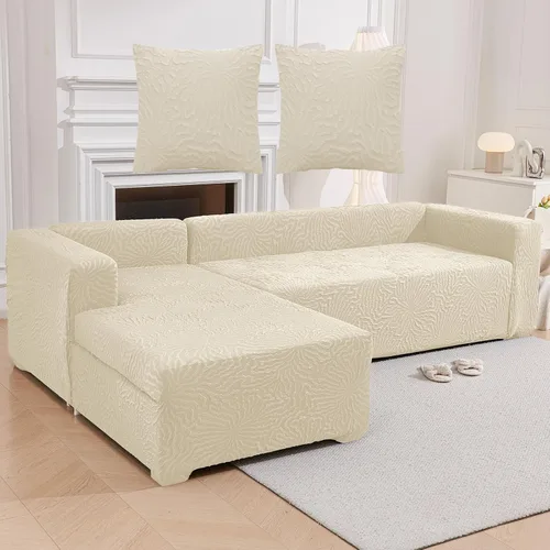Vista 7 de ele ELEOPTION - 2 piezas de fundas de sofá seccional de 3 plazas para sofás con cojines, funda elástica en forma de L para sala de estar, funda