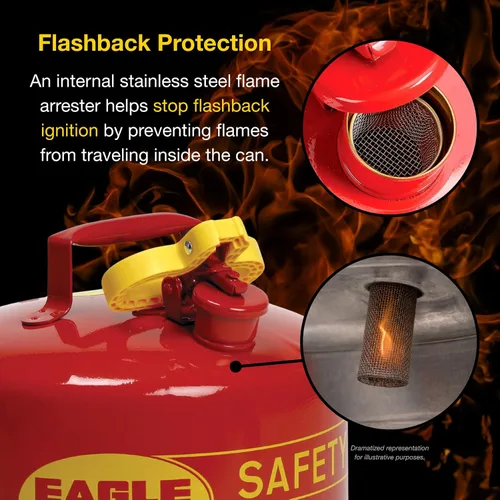 Vista 6 de Tipo Eagle I Lata de seguridad de acero galvanizado con embudo, Rojo