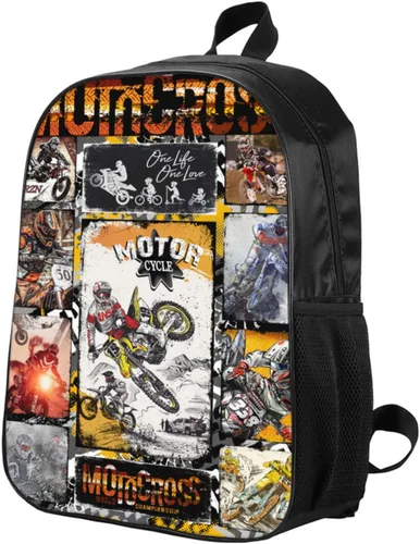 Vista 3 de Mochilas de motocicleta Paquete de 3 piezas para adolescentes, niños y niñas, motocross para niños, incluye bolsas aisladas para almuerzo y estuche
