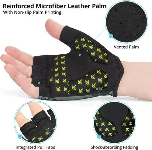 Vista 3 de Extremus Antero Cycling Gloves Bike Gloves Half Finger Biking Gloves for Men Women with Anti-Slip Shock-Absorbing Pad, Breathable Bicycle Gloves