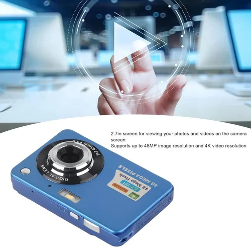Vista 5 de Eujgoov Digital Camera, 4K 48MP Vlogging Camera with 8X Zoom 2.7in Screen and Fill Light for Photography (Blue)