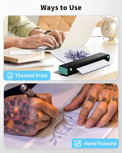 Vista 8 de Phomemo 35 hojas de papel para plantillas de tatuaje, papel de transferencia para tatuar, compatible con Itari M08F, TP81, TP83, A886, A887