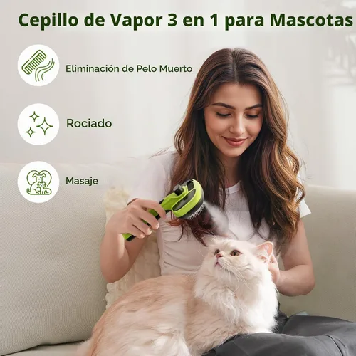 Vista 3 de Pecute Self-Cleaning Steam Dog Cat Brush & Leave-in Conditioner, Cool Mist