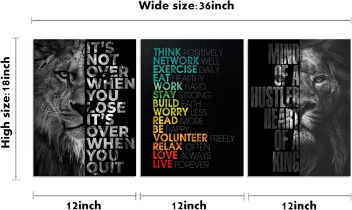 Vista 7 de Arte de pared motivacional para oficina, lienzo inspirador, arte de pared, póster de ajetreo, impresión de cita de empresario, pintura de pared, 3