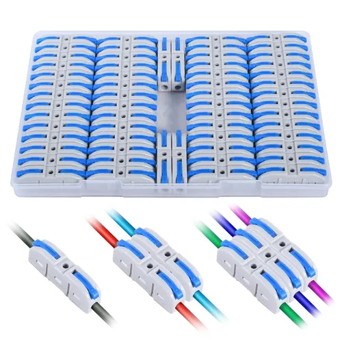 Vista 15 de Kit de conectores de palanca para cables eléctricos de conexión rápida, para terminales en línea compactos, 28-12 AWG, 1 entrada 1 salida (azul, 15)