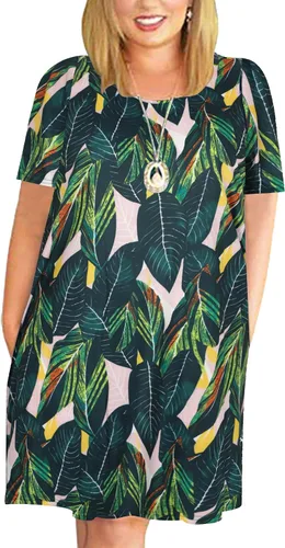 Vista 26 de Kancystore Vestido casual de verano para mujer, talla grande, con bolsillos Albaricoque