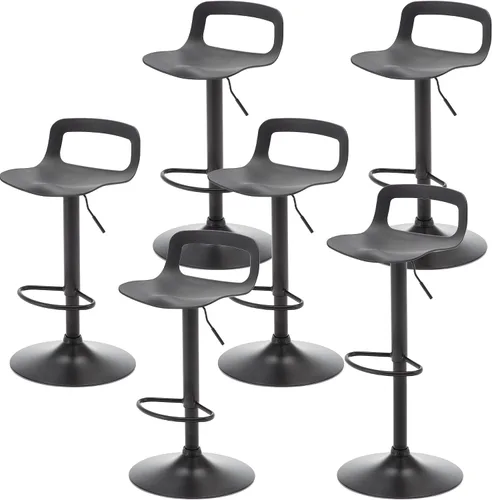 Vista 12 de NOBPEINT Taburete de bar giratorio ajustable con elevación de aire cromado contemporáneo, juego de 4, gris
