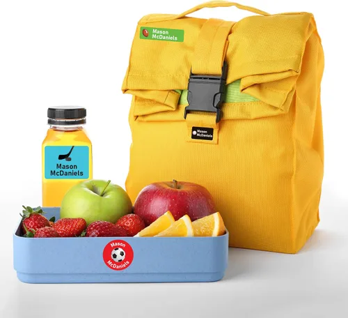 Vista 6 de 130 etiquetas adhesivas de nombre personalizables para niños, etiquetas de nombre de vinilo de alta calidad, perfectas para botellas de agua