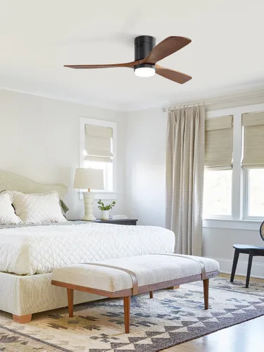 Vista 7 de Sofucor Ventilador de techo de 52 pulgadas con luces y control remoto, ventilador de techo de madera de perfil bajo de montaje al ras