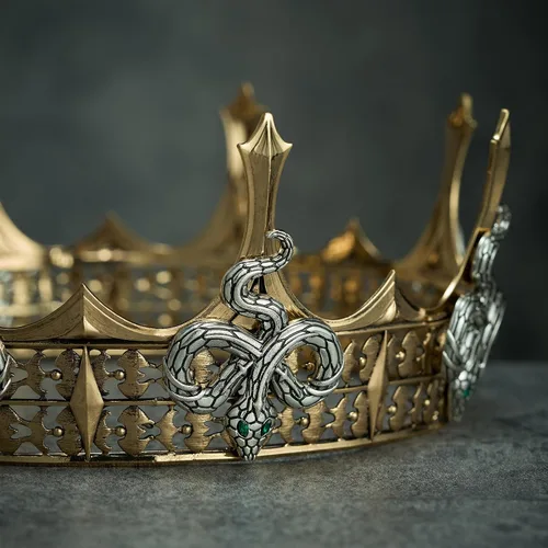 Vista 4 de SWEETV Corona de rey tótem de animal para hombres y mujeres, tiara de metal, accesorios para el cabello para caballero, bruja, gótico, Halloween