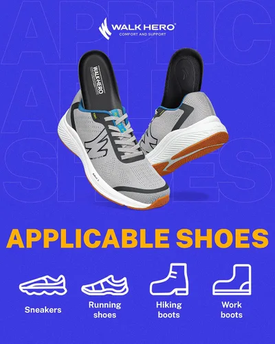 Vista 6 de Plantillas Walkhero para Alivio del Dolor de Fascitis Plantar, Soporte Alto para Arco, Inserciones Ortopédicas para Zapatos, Alivio para Pies Planos