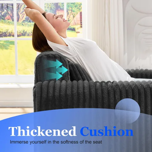 Vista 4 de Hobestluk Sofá Individual de Espuma Sillón Sofá para Espacios Pequeños Sofás Cómodos con Funda Extraíble Sofá Peludo con Almohadas para Sala