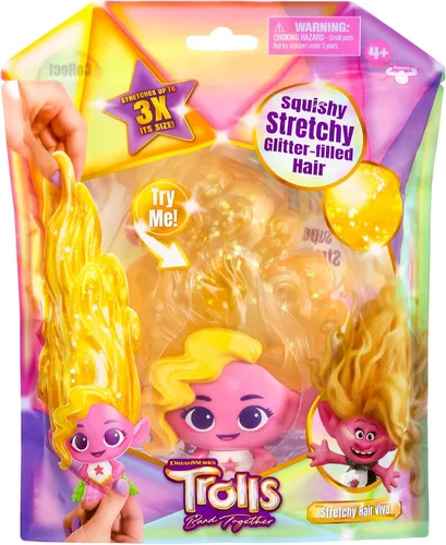 Vista 8 de DREAMWORKS TROLLS Band Together - Muñeca de pelo esponjosa y elástica con purpurina – Amapola para cabello elástico
