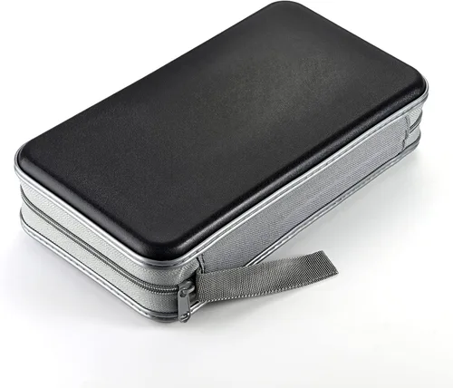 Vista 6 de LIOVODE Funda para DVD, estuche portátil para CD de capacidad para 96, organizador de cartera de DVD de plástico duro, organizador para coche CD