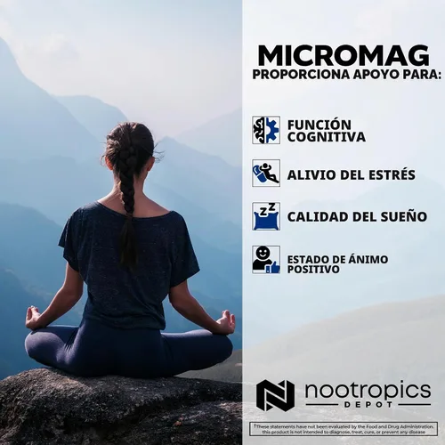 Vista 4 de Nootropics Depot MicroMag - Cápsulas de magnesio 625 mg 90 unidades Contiene 200 mg de magnesio elemental