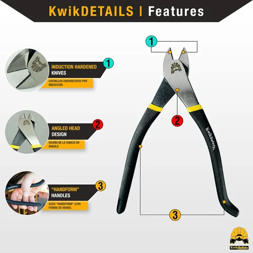 Vista 3 de KwikSafety - Charlotte, NC - PINZA Alicates de ferretería Alicates de corte diagonal de alta resistencia, cabeza en ángulo, barras de refuerzo