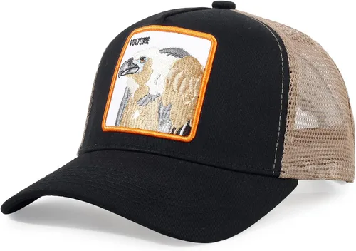 Vista 18 de Gorra de camionero para hombre con animal, gorra ajustable con cierre de presión, gorra de béisbol bordada, malla transpirable, parche cuadrado