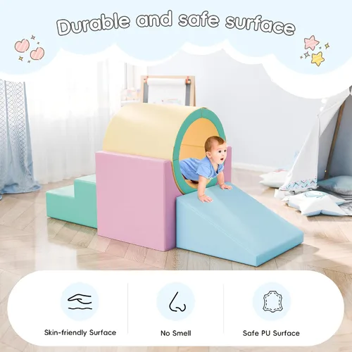 Vista 3 de TOLEAD Túnel/Escaleras de Espuma para Trepar, Juego de Actividad de Espuma para Trepar y Arrastrarse para Niños Pequeños y Niños, Equipo de Gimnasio