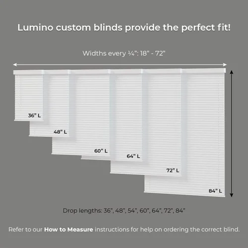 Vista 6 de Lumino - 2" Cordless Smooth Slat Faux Wood Window Blinds for Home - 29.5" W x 60" L - White, Faux Wood Blinds for Indoor Windows, Room Darkening
